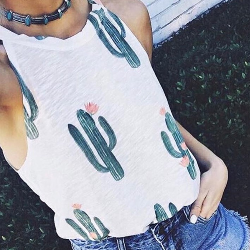 Broke down clothing white/ivory cactus tank XS